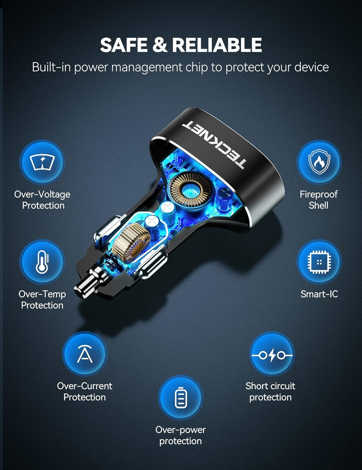 USB Car Charger, 54W 4-Port Car USB Charger Multi Port Adapter, QC 3.0 Cigarette Lighter Fast Charging Adapter, Compatible with Iphone 15 Pro Max/15 Plus/15/14/13 Galaxy