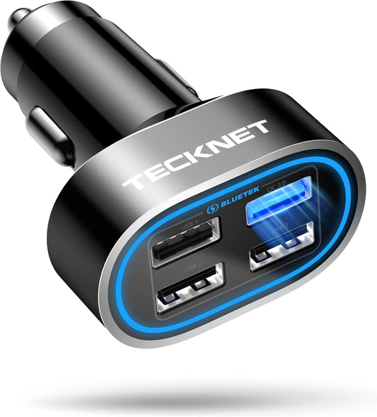 USB Car Charger, 54W 4-Port Car USB Charger Multi Port Adapter, QC 3.0 Cigarette Lighter Fast Charging Adapter, Compatible with Iphone 15 Pro Max/15 Plus/15/14/13 Galaxy